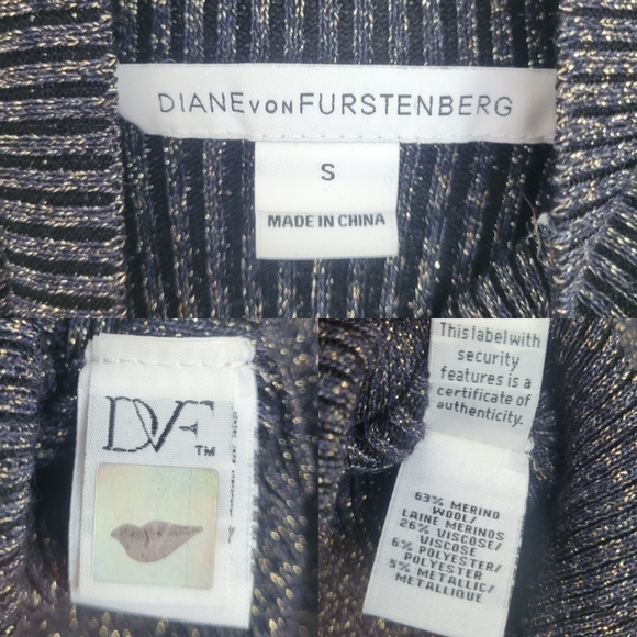 Diane von Furstenberg Tess Metallic Sweater in Blue‎ - Picture 8 of 10